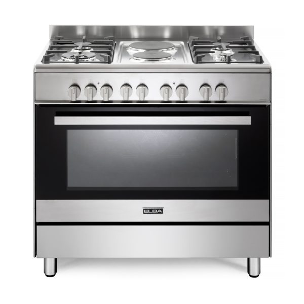 ELBA CLASSIC 90CM 4 BURNER GAS COOKER WITH 2 ELECTRIC PLATES AND ELECTRIC OVEN- STAINLESS STEEL