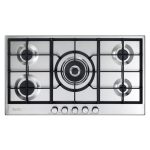 ELBA ELIO 90CM 5 BURNER GAS HOB WITH CENTRE WOK BURNER- STAINLESS STEEL