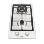 TOTAI 2 BURNER GAS HOB STAINLESS STEEL