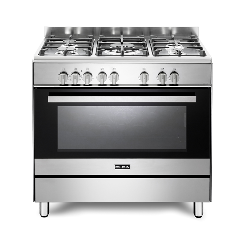 9CX827N-1.jpg ELBA 5 PLATE GAS STOVE ELECTRIC OVEN STAINLESS STEEL - Image 1