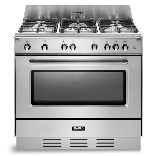 ELBA VINTAGE 90CM 5 BURNER COOKER WITH ELECTRIC OVEN STAINLESS STEEL