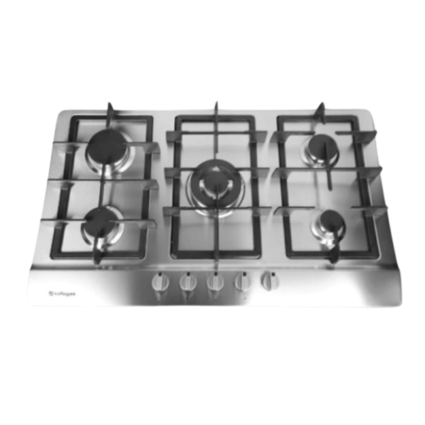 SAFEGAS 5 BURNER HOB STAINLESS STEEL