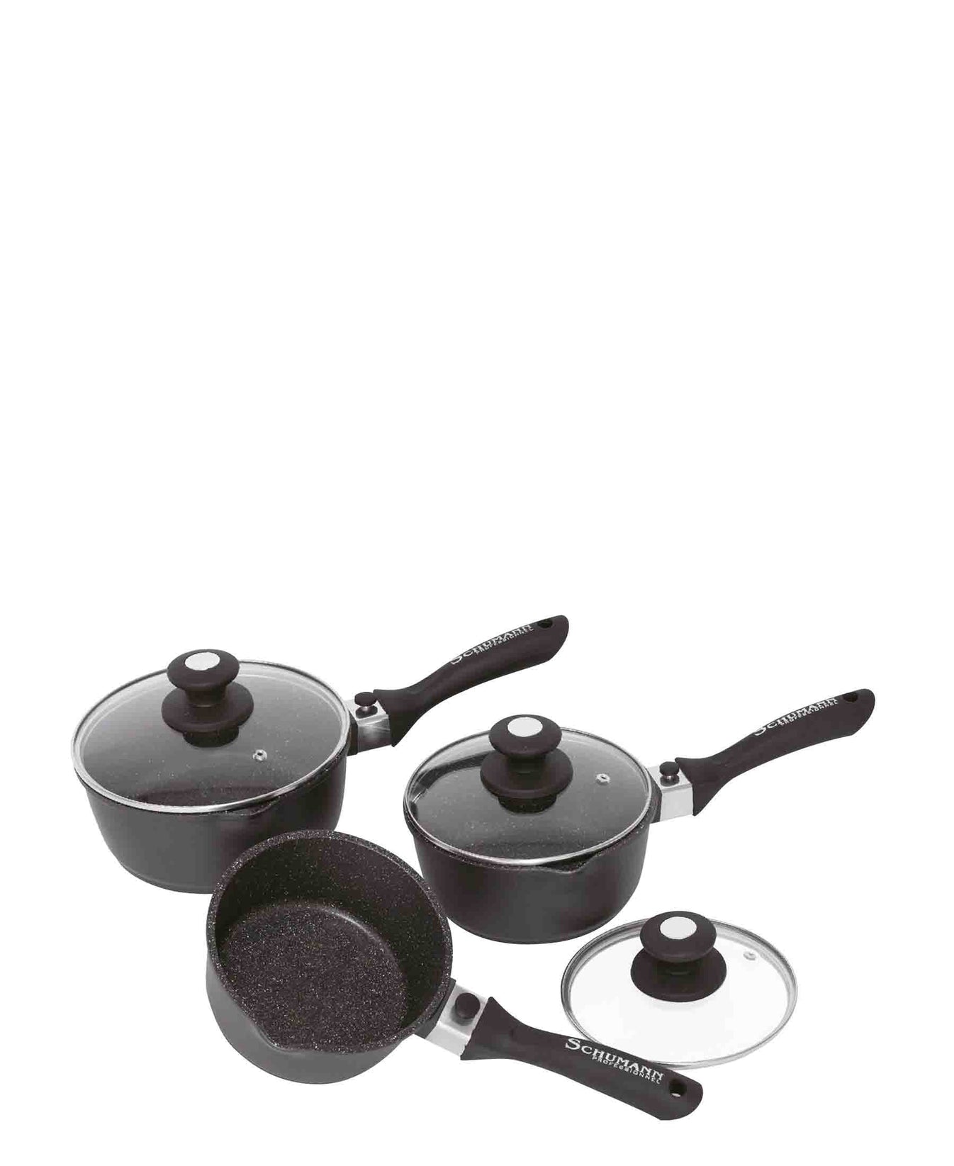 SCHUMANNPROFESSIONNEL9pcsSaucepanSet.jpg SCHUMANN MOOVE 9PC SAUCEPAN SET - Image 1