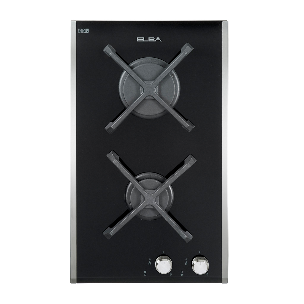 a1e928d3b1cdf9051f9c4af5038a104e.jpg ELBA 30CM 2 BURNER GAS ON GLASS HOB- BLACK - Image 1