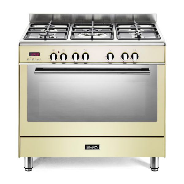 ELBA FUSION 90CM 5 BURNER GAS COOKER WITH ELECTRIC OVEN- CREAM (DEMO)