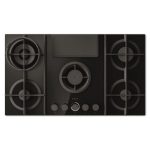 ELICA 90CM 4 BURNER GAS HOB WITH DOWNDRAFT EXTRACTOR- BLACK GLASS AND CAST IRON POT GRIDS