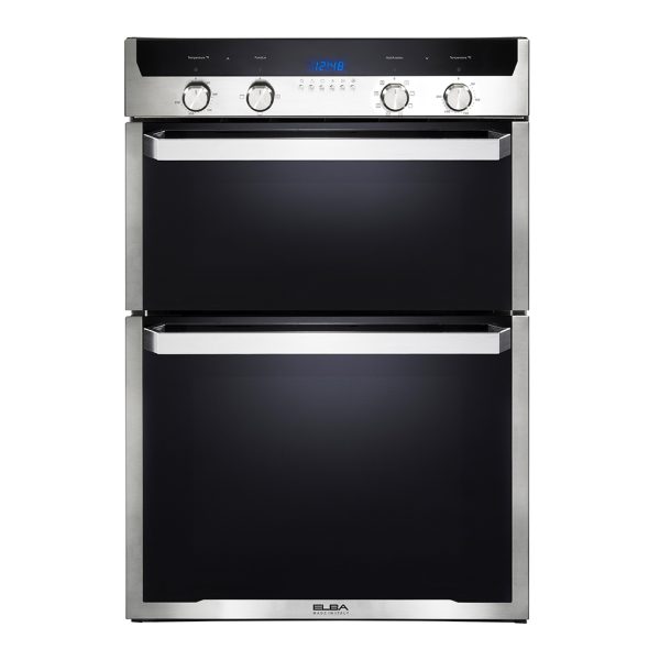 ELBA ELIO 60CM MULTIFUNCTION ELECTRIC DOUBLE OVEN-STAINLESS STEEL AND BLACK GLASS FINISH