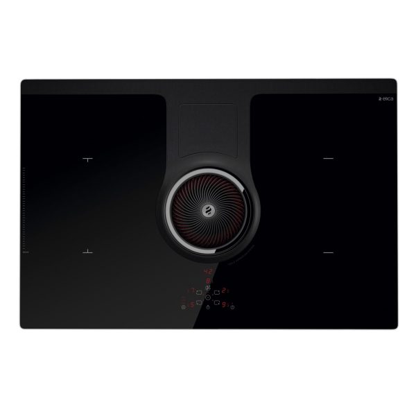 ELICA 90CM ASPIRATION HOB WITH DOWNDRAFT EXTRACTOR- BLACK GLASS AND SPIRAL FILTER