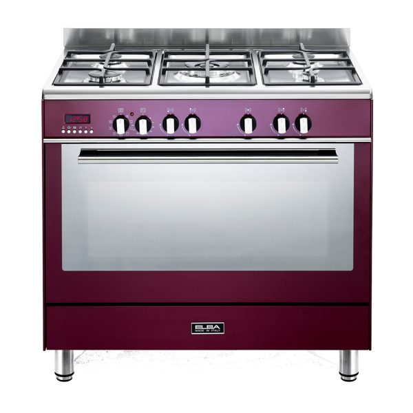 ELBA FUSION 90CM 5 BURNER GAS COOKER WITH ELECTRIC OVEN- RED (DEMO)